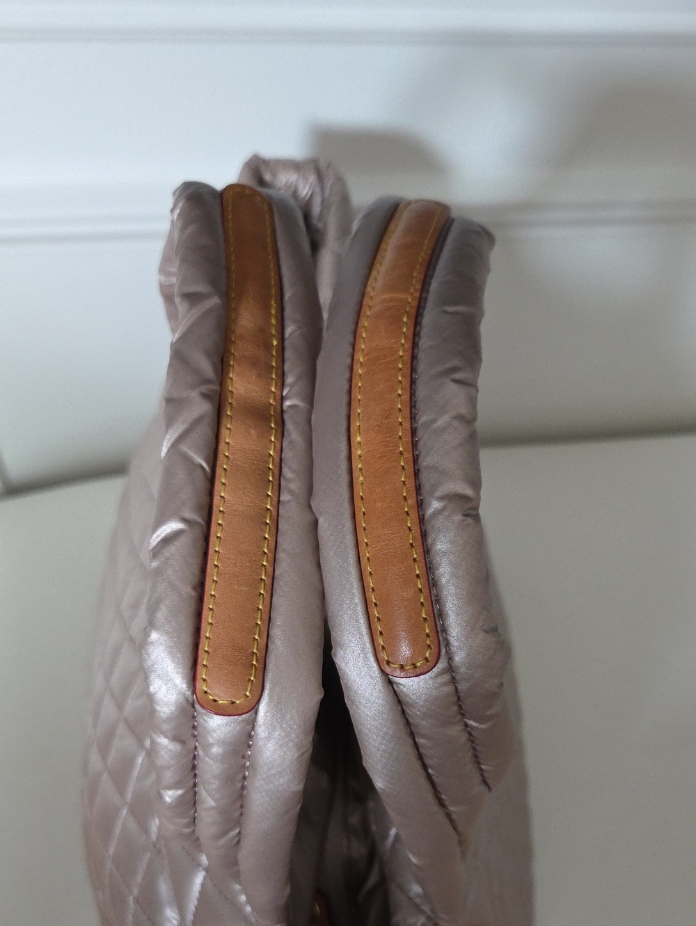 Quilted Metallic Tote Bag - Champagne Pink by MZ Wallace - Picture 4 of 7